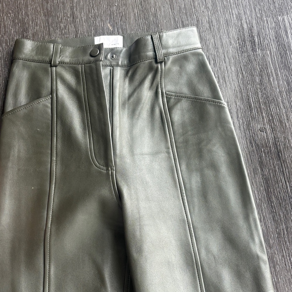 Stylish Olive Green Leather Pants